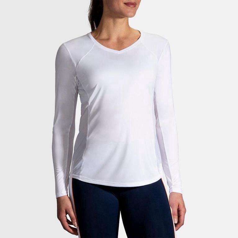 Brooks Women's Stealth Long Sleeve Running Shirt Singapore - White (71239-HRFC)